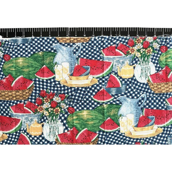 Vtg 90s Watermelon Gingham Fabric Traditions Quilt Fabric 2157 Picnic Remnants - Picture 5 of 5